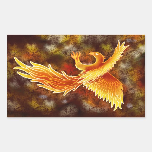 Pegatina Rectangular Fénix en vuelo (Anverso)