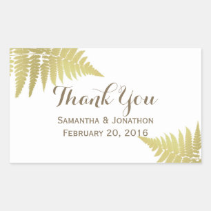 Pegatina Rectangular Fern, Boda de Gold Woodland