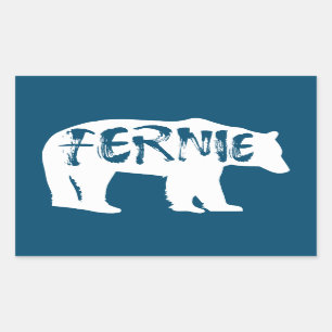 Pegatina Rectangular Fernie British Columbia Bear