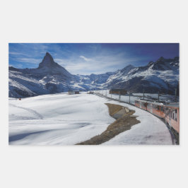 Pegatina Rectangular Ferrocarril Gornergrat y Matterhorn en Zermatt