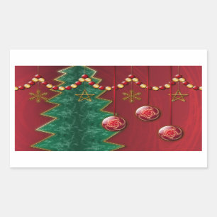 Pegatina Rectangular Festejantes de Navidad de la celebración fractal