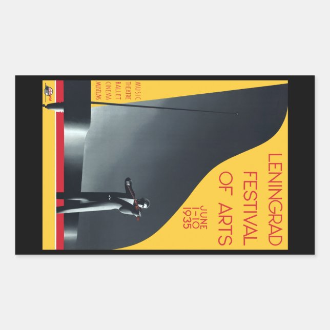 Pegatina Rectangular Festival de las Artes de Leningrado (Anverso)