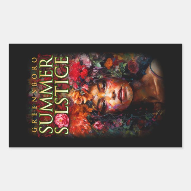 Pegatina Rectangular Festival de solsticio de verano de Greensboro 2023 (Anverso)