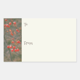 Pegatina Rectangular Festividades de los Navidades de las Berries Rojas