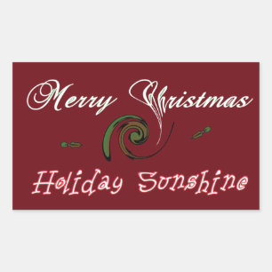 Pegatina Rectangular Festividades navideñas Red Merry Deseos Sunshine.p