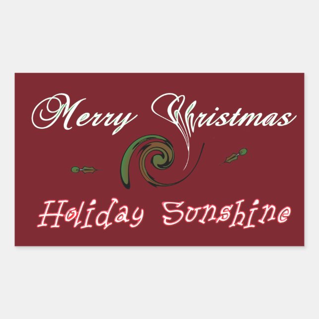 Pegatina Rectangular Festividades navideñas Red Merry Deseos Sunshine.p (Anverso)