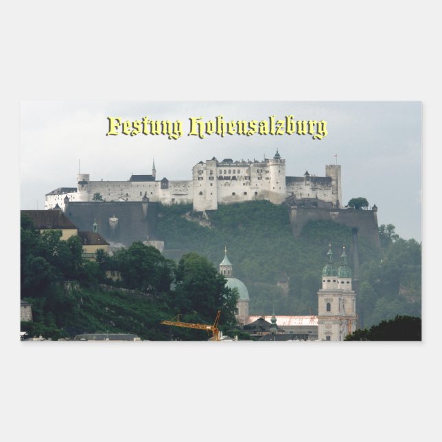 Pegatina Rectangular Festung Hohensalzburg, Salzburgo Austria (Anverso)