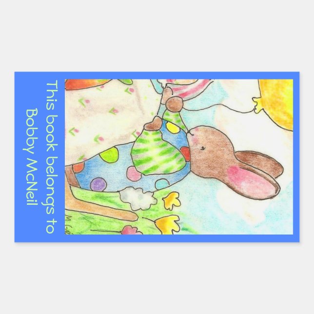 Pegatina Rectangular Fiesta Bunny (Anverso)