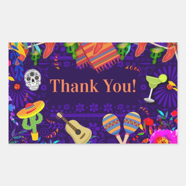 Pegatina Rectangular Fiesta de celebración de cumpleaños Cinco De Mayo (Anverso)