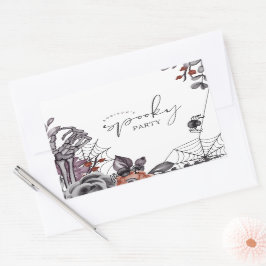 Pegatina Rectangular Fiesta de cumpleaños de Halloween con fantasía flo