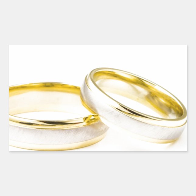 Pegatina Rectangular Fiesta de ducha Novia Groom Anillos Bodas de amor (Anverso)