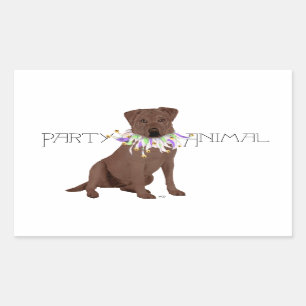 Pegatina Rectangular Fiesta de Labrador Retriever de Chocolate