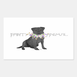 Pegatina Rectangular Fiesta de Labrador Retriever Negro