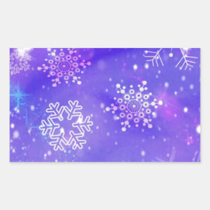 Pegatina Rectangular Fiesta de Navidades de Estrellas de Snowflake Purp