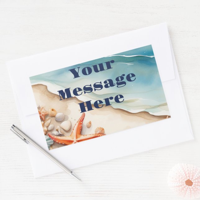 Pegatina Rectangular Fiesta de Seashore Bliss Beach (Sobre)