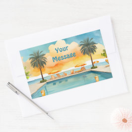 Pegatina Rectangular Fiesta de verano de la piscina acuática