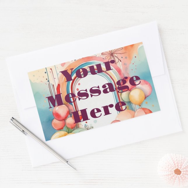 Pegatina Rectangular Fiesta del arco iris acuático (Sobre)