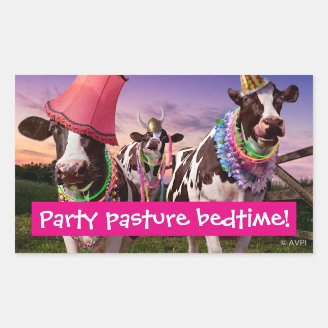 Pegatina Rectangular Fiesta 'Hasta Que Las Vacas Vengan A Casa (Anverso)