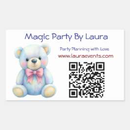 Pegatina Rectangular Fiesta infantil Planner Pastel Teddy Bear logotipo