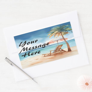 Pegatina Rectangular Fiesta Tropical Beach
