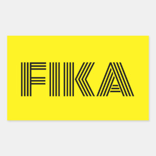 Pegatina Rectangular Fika sueca amarillo y negro