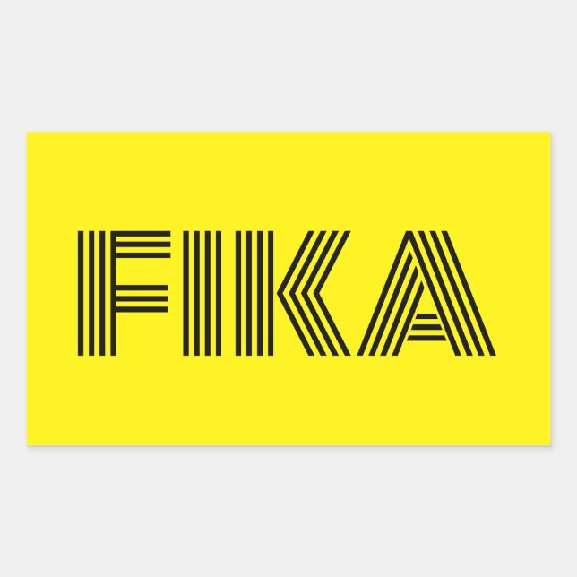 Pegatina Rectangular Fika sueca amarillo y negro (Anverso)