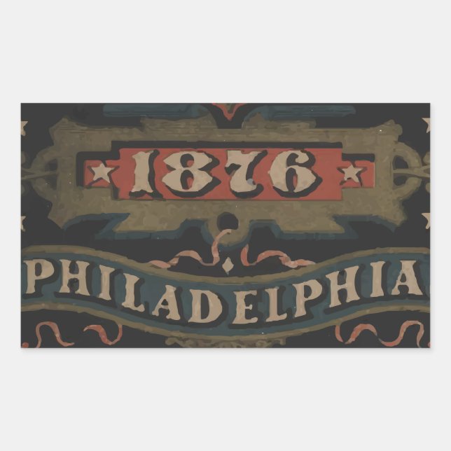 Pegatina Rectangular Filadelfia 1876 Pensilvania (Anverso)