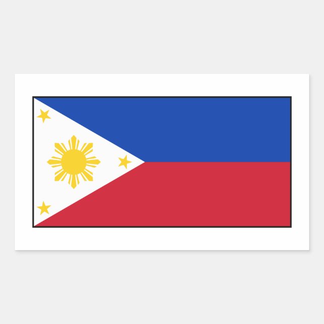 Pegatina Rectangular Filipinas: Bandera Filipina (Anverso)