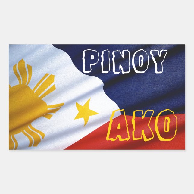 Pegatina Rectangular filipinas pinoy ako (Anverso)