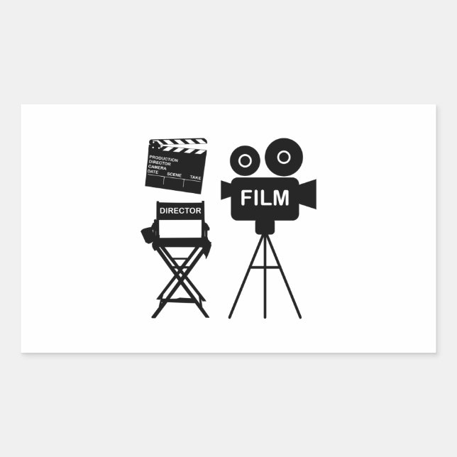 Pegatina Rectangular Film Crew Flap director Chair Gift for filmmaker (Anverso)