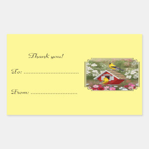 Pegatina Rectangular Finches de oro y matorral