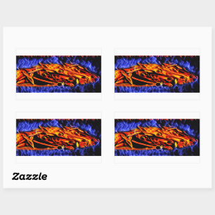 Pegatina Rectangular Fire Flames Original abstract Horses animal art