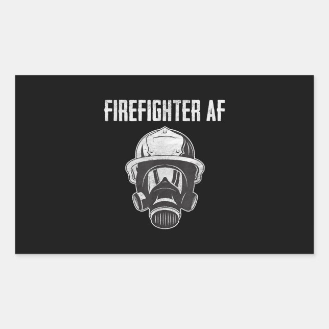 Pegatina Rectangular Firefighter AF | Máscara de gas | Famoso bombero (Anverso)