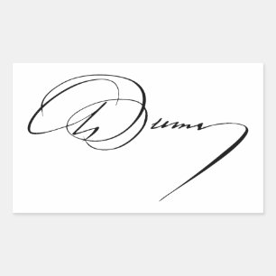Pegatina Rectangular firma autógrafo de Alexandre Dumas escritor famoso