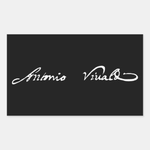 Pegatina Rectangular firma autógrafo de Antonio Vivaldi música clásica