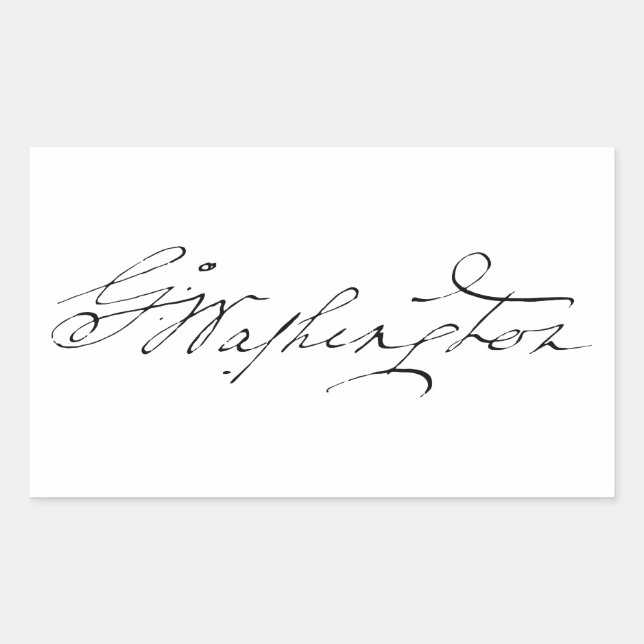 Pegatina Rectangular firma autógrafo George Washington presidente no un (Anverso)