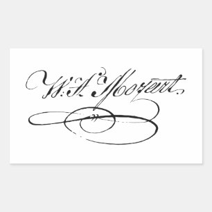 Pegatina Rectangular firma autógrafo Wolfgang Amadeus Mozart clásico