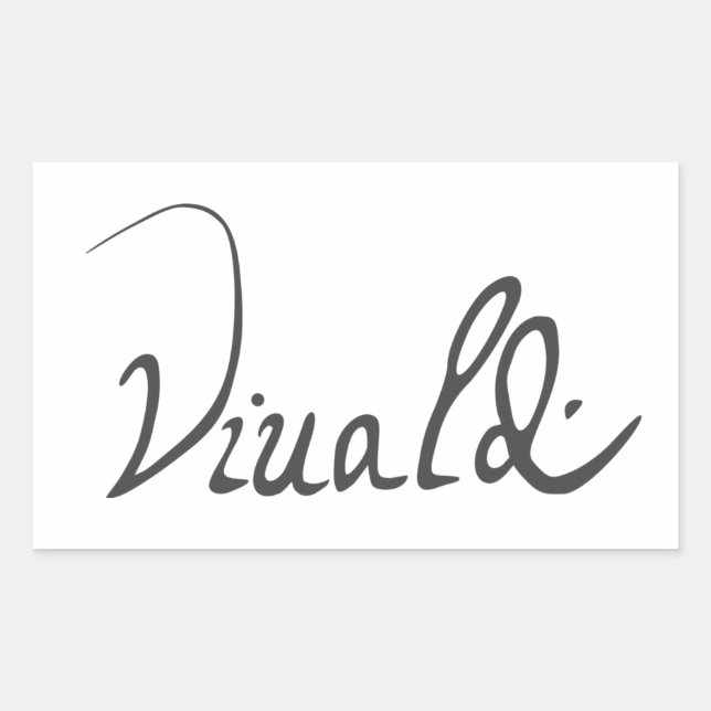 Pegatina Rectangular Firma de Antonio Vivaldi (Anverso)
