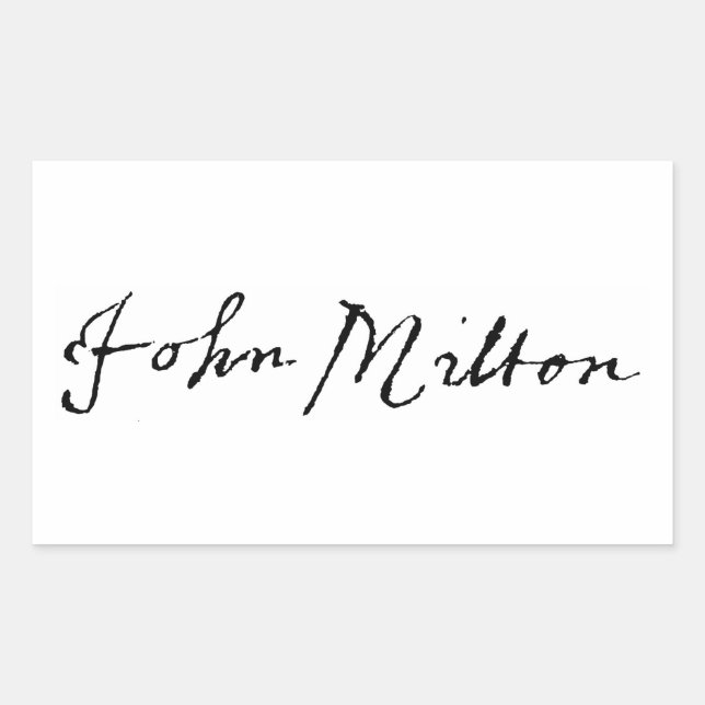 Pegatina Rectangular Firma de John Milton (Anverso)