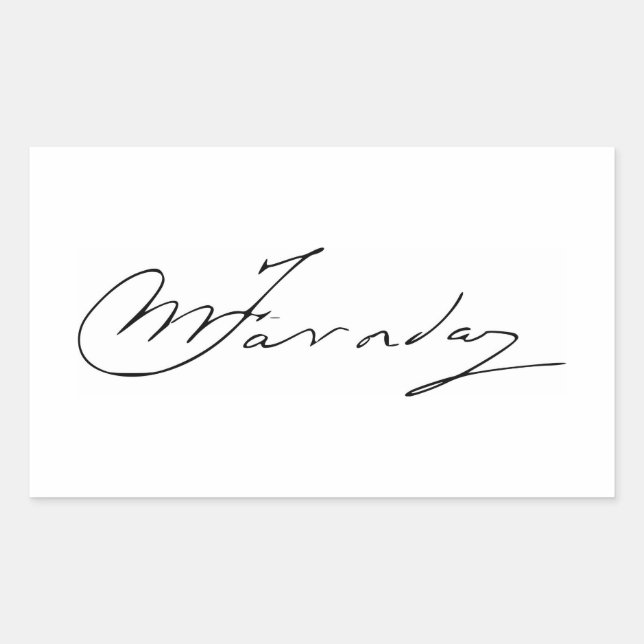 Pegatina Rectangular Firma de Michael Faraday (Anverso)