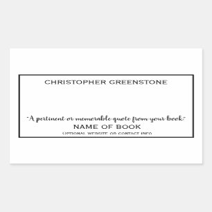 Pegatina Rectangular Firma del autor de la placa de biblioteca negra
