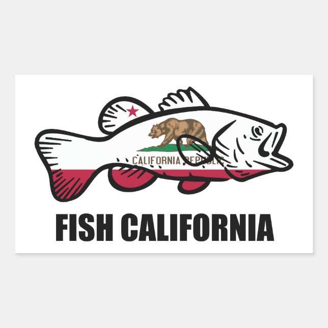 Pegatina Rectangular Fish California Bass (Anverso)