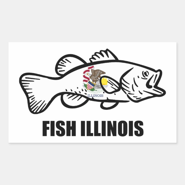 Pegatina Rectangular Fish Illinois Bass (Anverso)