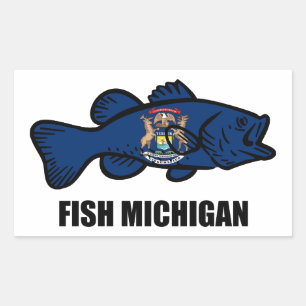 Pegatina Rectangular Fish Michigan