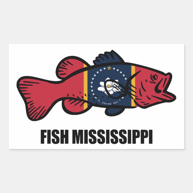Pegatina Rectangular Fish Mississippi (Anverso)