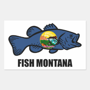 Pegatina Rectangular Fish Montana Bass
