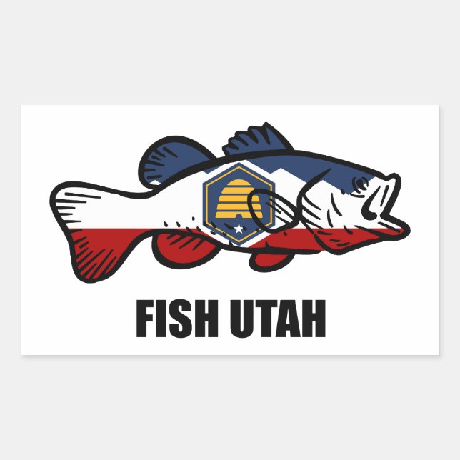 Pegatina Rectangular Fish Utah (Anverso)