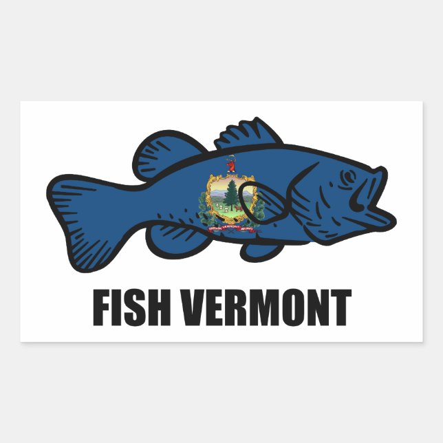 Pegatina Rectangular Fish Vermont (Anverso)