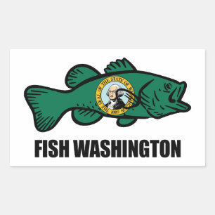 Pegatina Rectangular Fish Washington State