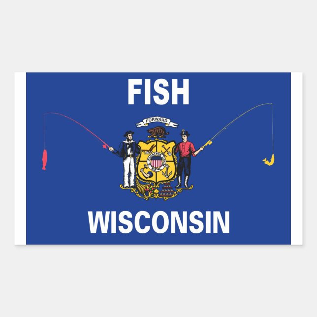 Pegatina Rectangular Fish Wisconsin (Anverso)